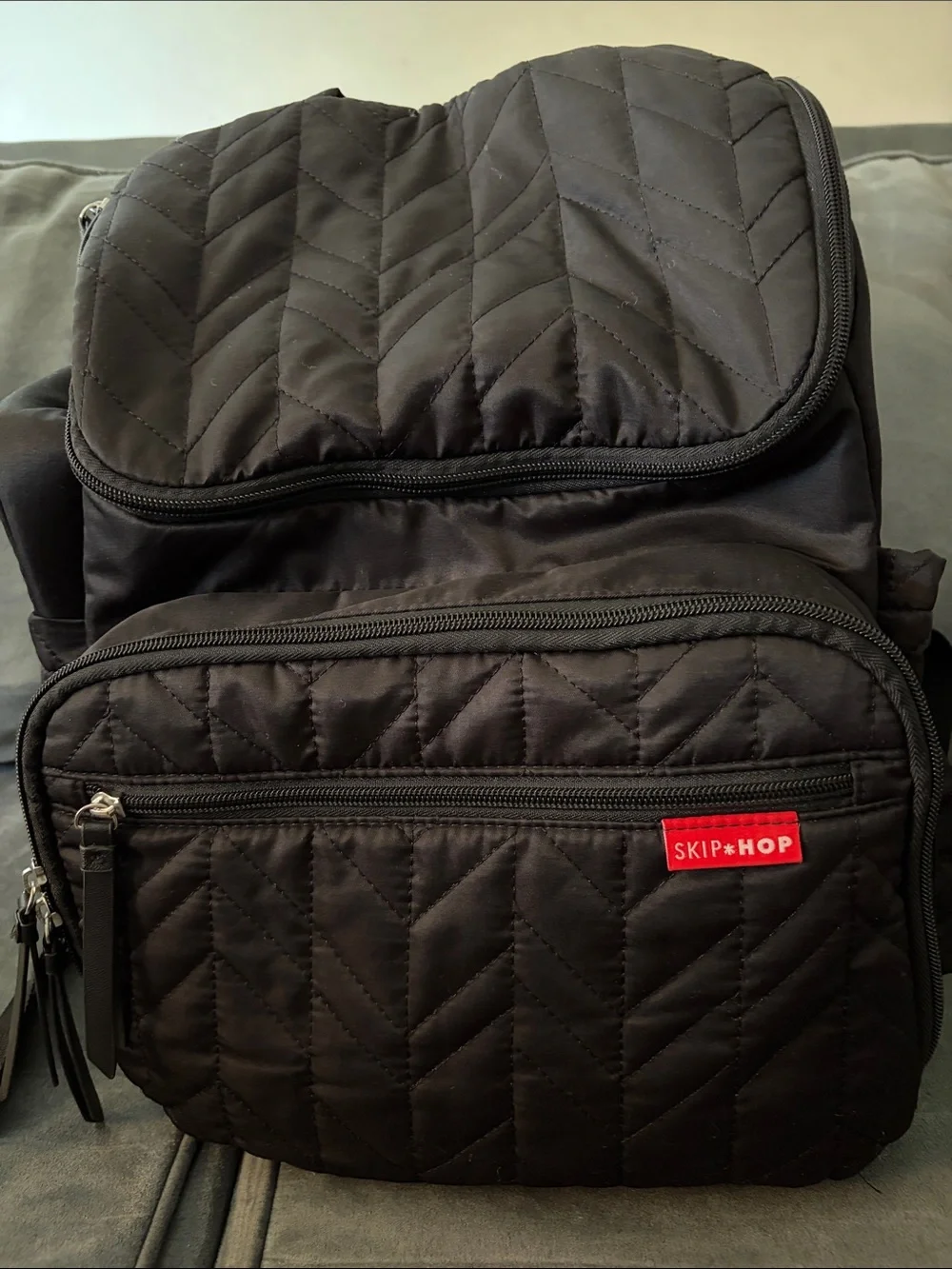 Skip Hop Black Quilted Toiletry Bag with Front Zip Pocket